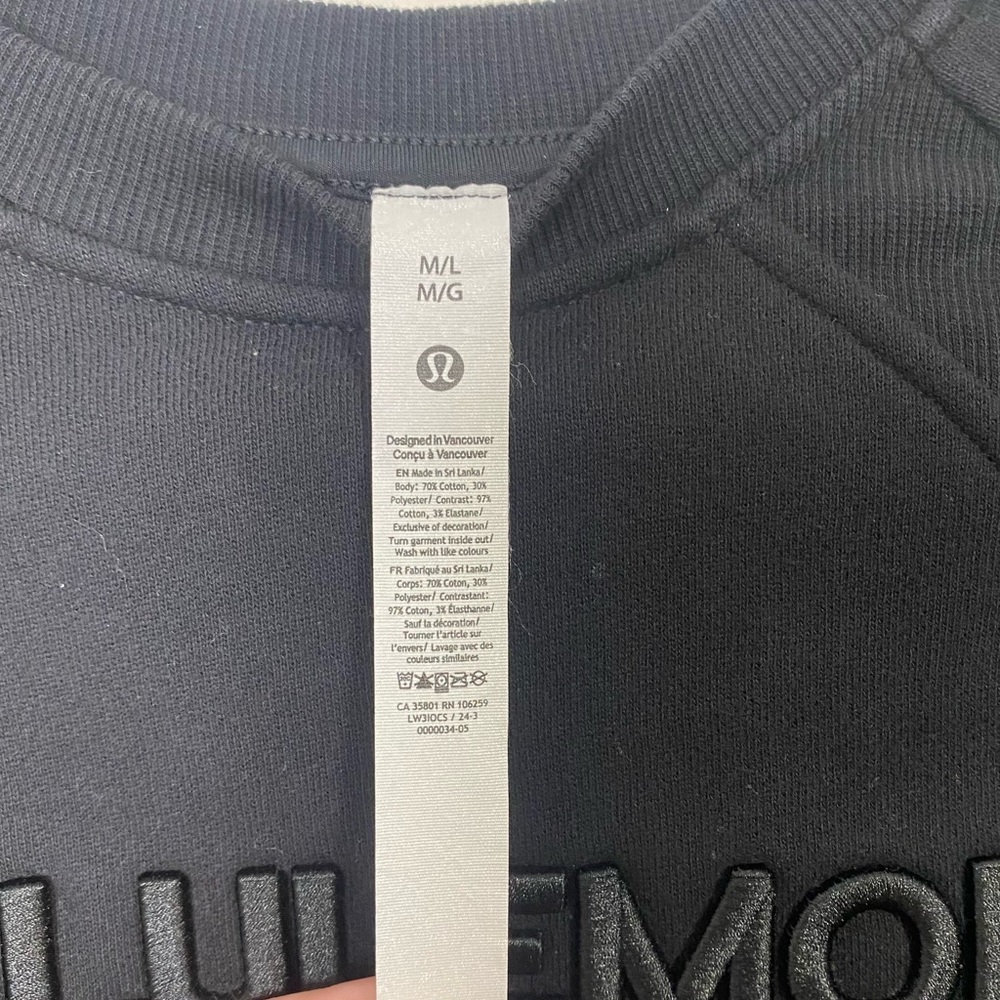 Lululemon Black Scuba Oversized Pullover Wordmark M/L - Picture 4 of 5
